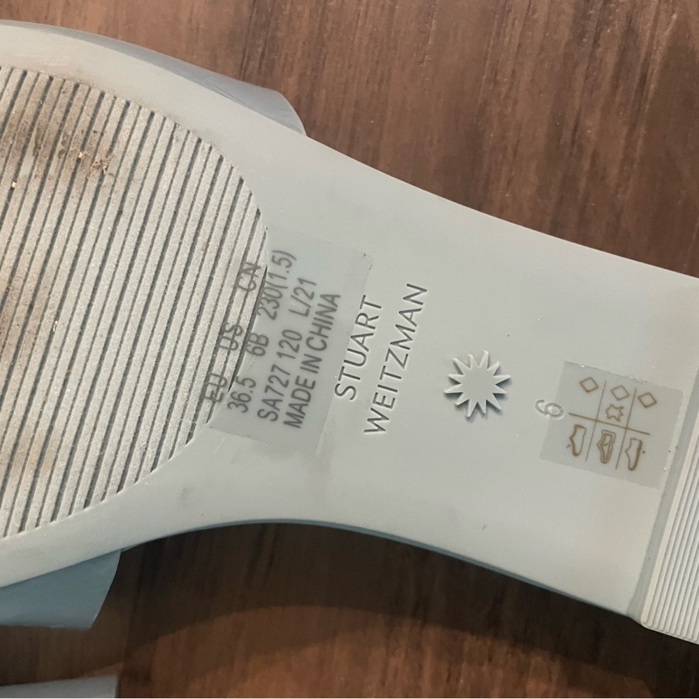 Stuart Weitzman Patent Pale Blue Slide Sandal - Picture 5 of 5